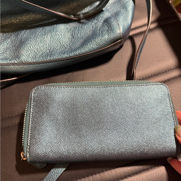 Coach F23538 Small Kelsey Satchel Metallic Dark Teal with matching wallet - Picture 5 of 7